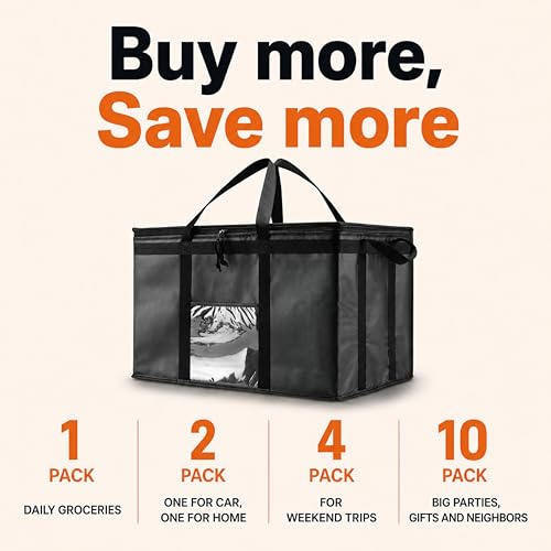 NZ home Insulated Food Delivery Bag, Grocery Cooler & Catering Tote - color: Orange, size: XL Plus