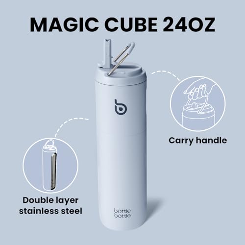 BOTTLE BOTTLE Insulated Water Bottle 24oz with Straw Lid and Handle Sports - color: Light Blue