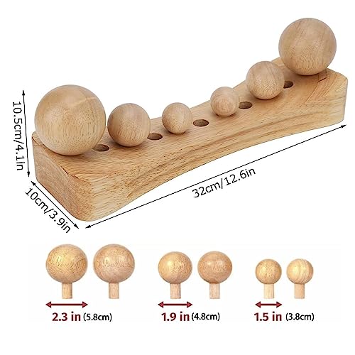 Psoas Muscle Release Tool Wooden Body Massage Tool Point Wood Massager with 6 Massage Heads for Occipital Back (A)