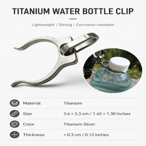 1 Piece Titanium Water Bottle Clip Portable Carabiner Holder for Outdoor Backpack Water Bottle Holder Hiking and Walking Clip