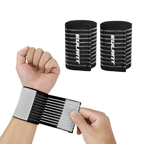 EULANT Elastic Wrist Support Brace 2 Pcs,Adjustable Compression Wrist Wraps - color: Black, size: 40cm