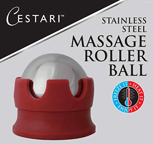 Cestari Massage Roller Ball: Stainless Steel Gel Ball, Heat + Ice Therapy - color: Red 55mm
