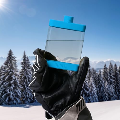 DUALIE 8 oz Hip Flask for Liquor - Shatterproof Alcohol Flasks with Clear Tritan Plastic and Silicone Grip - Flask Gift for Men & Women - Glacier - color: Glacier