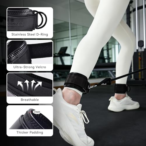 Ankle Strap for Cable Machine, 2 Pack - color: Black
