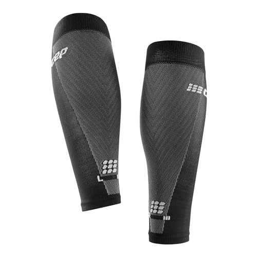 CEP Men’s Calf Compression Running Sleeves | Running Ultralight Calf Sleeves - color: Black/Grey, size: 3
