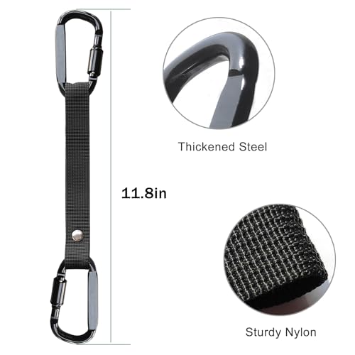 Fence Hooks for Baseball Bag, Softball, Camping, Multifunctional Carabiner Hanging Backpack, Water Bottle (Black) (2)