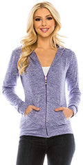 Eevee Women's Full Zip Hoodie - Lightweight Jacket Active Sweater Hooded Sweatshirt Slim Fitting Yoga Activewear - color: Act Purple, size: Small