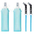 WRELS Soft Flasks Running Water Flask Folding Soft Water Bottles Small for Outdoor Sports Hiking Hydration Pack 5oz/8oz/17oz(SKY BLUE,17oz*2+Straw*2) - color: Green, style: 500ml/17oz with straw-2 Pack