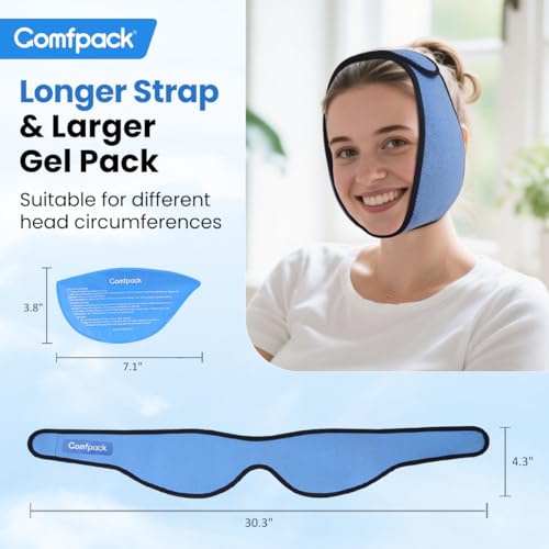 Comfpack Face Ice Pack Wrap for TMJ Relief with 4 Reusable Gel Packs - color: Blue