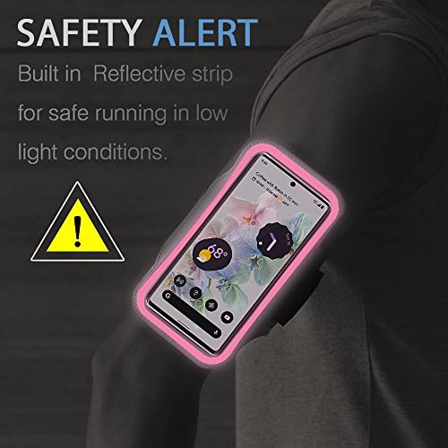 Running Armband for Google Pixel 11/10/9 Pro XL, 8/7/6 Pro (Rosy) - color: Rosy, size: Up to 6.8"