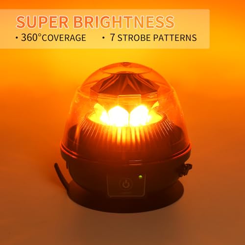 Amber Beacon Light, Rechargeable LED Strobe Lights for Trucks - color: Style 6