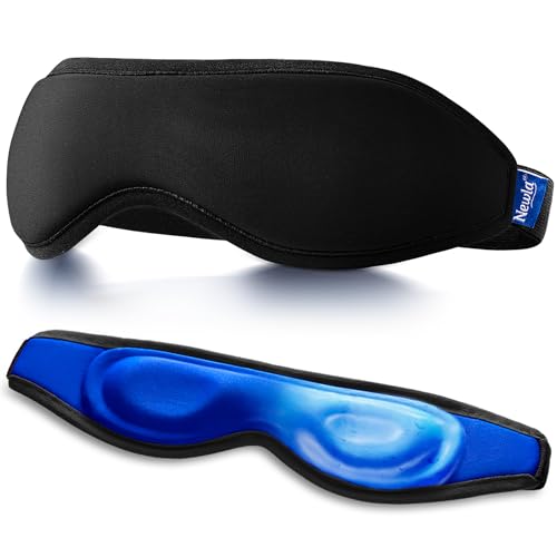 Cooling Gel Eye Mask for Puffiness, Contoured Cold Compress for Eyes, Black - color: Black