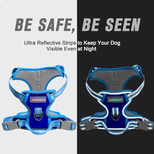 BARKBAY Dog Harness No Pull for Small Sized Dog Front Back Clips,Dog Vest - color: Sapphire Blue & Blue, size: X-Small(Chest:15.5-19.5”)