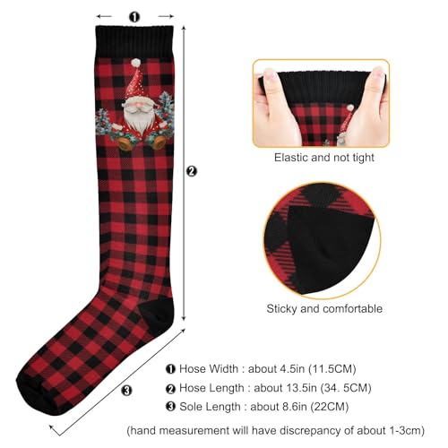 Wusikd Heartbeat Symbol Compression Socks for Women and Men Circulation Black Long Socks for Athletic Running 1 - color: Christmas Gnomes