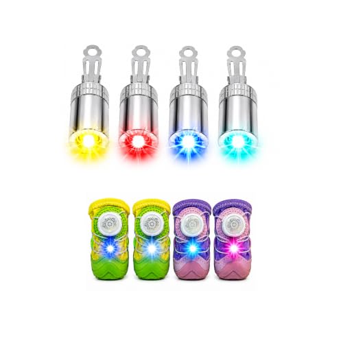 Dog Shoes LED Light, Clip-On Safety LED Light for Pet Boots, Night Visibility Shoe Light, Waterproof Glowing Accessory for Dog Shoes, Halloween Light Up Pet Shoe Light (Rainbow Flash, 4)