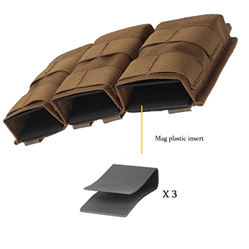 Triple Molle Mag Pouch 5.56 Tactical Open Top Magazine Holder Carrier with Quick Release Magazine Pouch Insert - color: CB