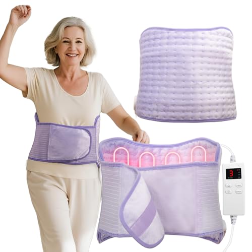 Upgraded Heating Pad for Back Pain Relief, Large Electric Heat Pad for Cramps, Lower Back, Lumbar, Sciatica, XL Heated Belt, Birthday Gifts for Women Men - color: Deep Purple
