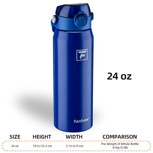 Fanhaw 24oz Stainless Steel Water Bottle with 2-in-1 Lid, Klein Blue - color: Klein Blue