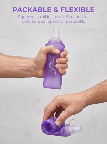 Zelvot Running Vest Collapsible Water Bottle, TPU 500ml Soft Flask (Purple) - color: Purple, size: 16.9 Ounces