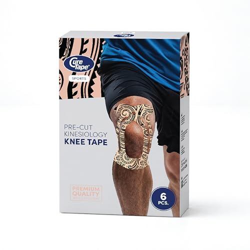 CureTape Pre Cut Kinesiology Tape Knee Pain Relief 6 PCS Tattoo-Like