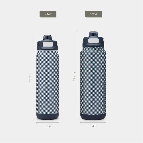 ZULU Powerfill Pro 24oz Stainless Steel Sip or Chug Water Bottle, Checkmate - color: Checkmate Navy, style: 24oz