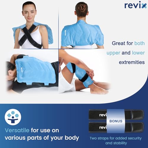 REVIX XXL Full Back Ice Pack Wrap, Large Gel Packs for Injuries Reusable - color: Blue