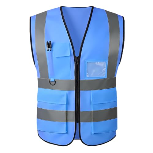 Safety Vest High Visibility Reflective Construction Vest - color: Blue, size: X-Large