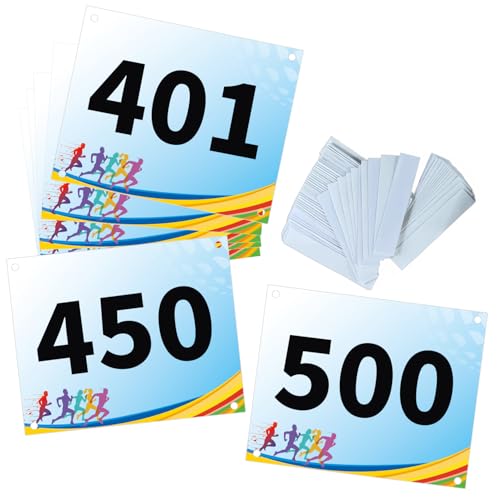 Tyvek Race Bibs Running Numbers Bibs with Race Bib Tape Instead Pins Track Bib Numbers for Tryouts Racing Bibs Audition Numbers for Marathon Runners Events Sports Games - color: Blue[6"x7.5"]401-500