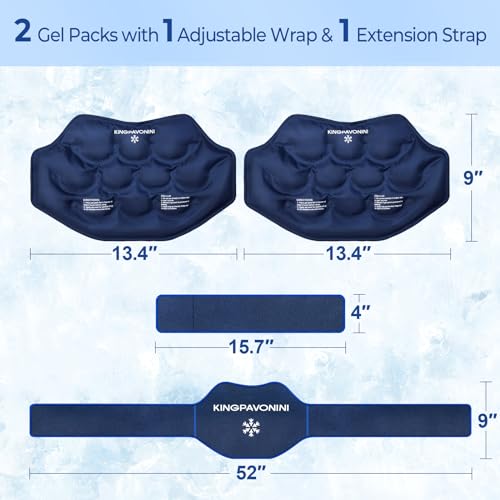 KingPavonini Extra Large Ice Pack for Back Pain Relief, 2 Gel Packs, Blue - color: Blue (1 Wrap+2 Gel Packs)