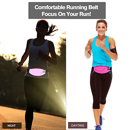 Running Fanny Pack Whole Bag Reflective, Running belt for Women &Men,Sweatproof Phone Holder Workout, Running Waist Pack(rose) - color: rose