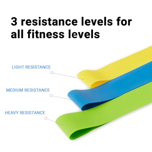 Beachbody Resistance Bands for Booty and Thigh Workouts, Unisex Strength Workout Exercise Loops for Women & Men, Light, Medium & Heavy Resistance Levels, 12 Inch, 3 Pack - size: 12 Inch