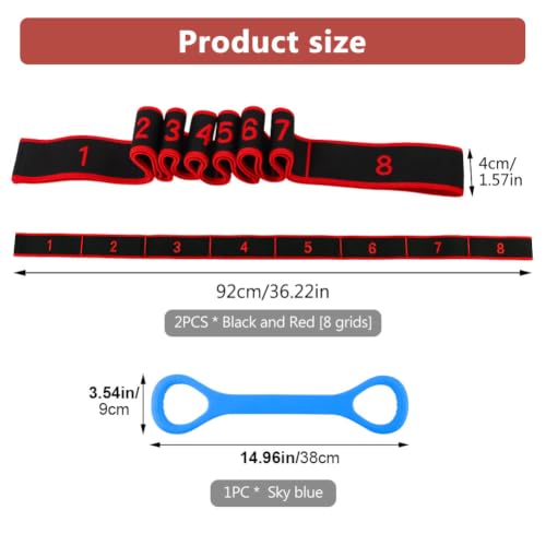Elastic Yoga Stretching Strap with Multi-Loop, Numbered Resistance Bands
