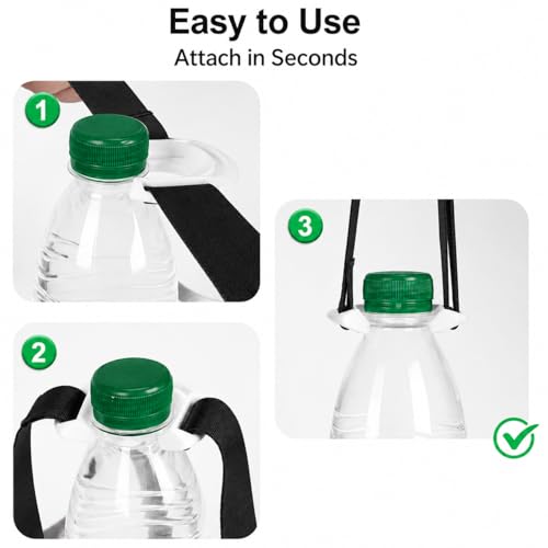 4 Pack Water Bottle Holder Lanyard Adjustable Beverages Shoulder Strap - color: Black