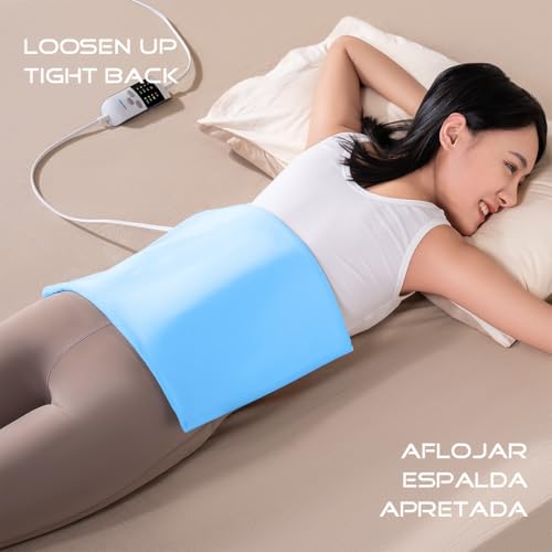 Boncare® Vinyl Small Heating Pad NO Auto Shut Off for Back Pain Relief and Cramps, High and Low Temperature Settings Hot Electric Heat Pad with Washable Cover Blue (12"x 15") - size: 12"x15"
