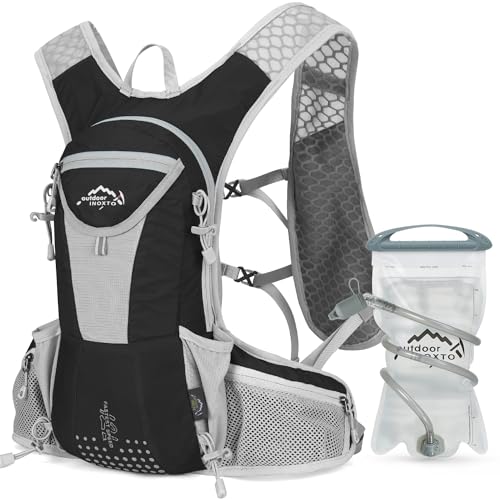 IX INOXTO Hydration Pack Backpack, Lightweight Water Backpack with 2L Hydration Bladder Daypack for Men Women,Running Hydration Vest for Trail Running Hiking Cycling Race Climbing - color: Black grey - 2L