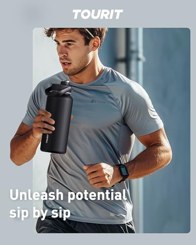 TOURIT 24 oz Insulated Stainless Steel Water Bottle, Obsidian - color: Obsidian, size: 32 Ounces