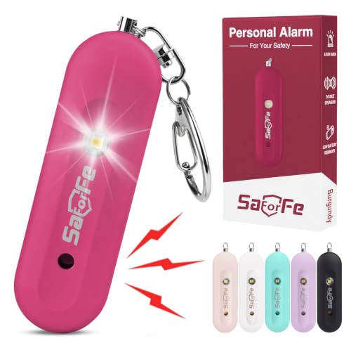 Personal Safety Alarm - Waterproof Rechargeable Security Alarm - 140dB Extra Loud Siren & Strobe Light - Self Defense Keychain - Gift for Women, Teenagers, College Girls, Seniors (Burgundy) - color: Burgundy