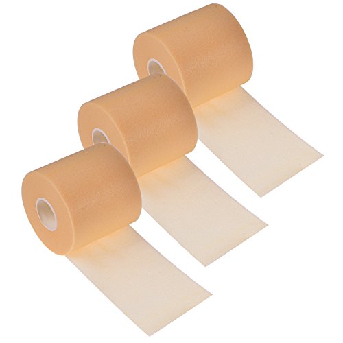 3 Rolls Pre Wrap Tape 2.75 Inch x 90 Yards Athletic Foam,Beige - color: Beige