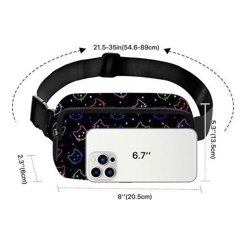 Colorful Cat Fanny Pack Women Fashion Belt Bag Waterproof Adjustable Strap Waist Pouch Casual Workout Travel Cycling Running - color: Red