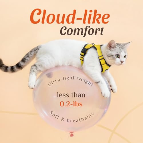 Dooradar Cat Harness and Leash Set, Adjustable and Escape Proof, XXS - color: Yellow, size: Xxs