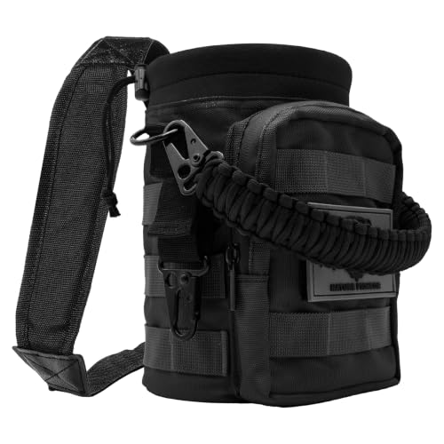 NATURE PIONEOR 32 64 128oz Tactical Water Bottle Pouch, MOLLE Bottle Holder - color: Black, size: 64OZ