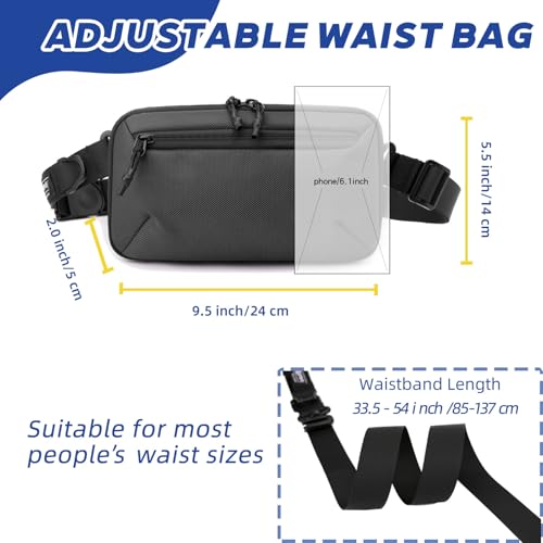 Crossbody Fanny Pack - 1.5L Small Sling Bag Water Resistant Handled Pouch with Adjustable Strap & D Ring for Travel Running Hiking EDC,Grey - color: Grey