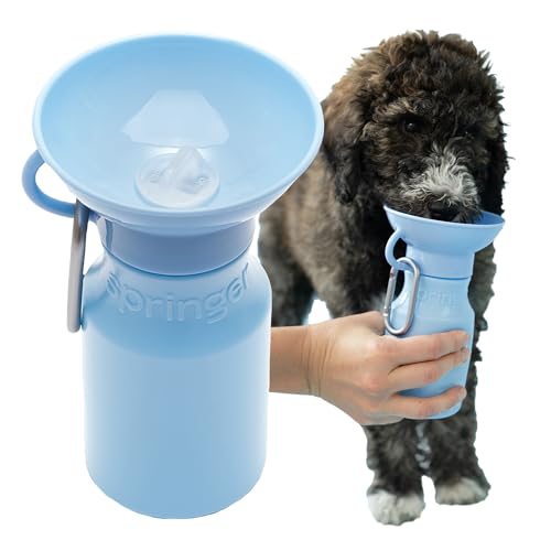 Springland 15oz Classic Portable Dog Water Bottle with Built-in Bowl, Blue - color: Sky Blue, size: 15oz Mini