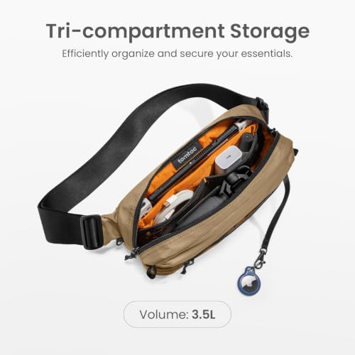 tomtoc 3.5L Sling Bag with RFID Blocking Crossbody Chest Pack for Men Women - color: Khaki, size: 3.5L