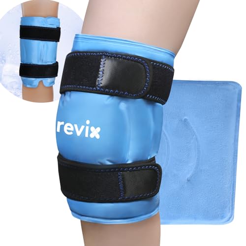 REVIX Extra Large Knee Ice Pack Wrap, Gel Cold Compress Around Entire Knee - color: Blue-xl