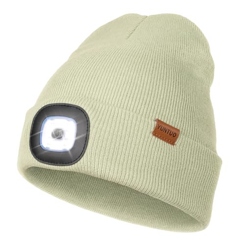 LED Beanie with The Light, Unisex Gifts for Men Dad Husband Him - color: Beige