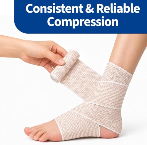 Vakly Elastic Bandage Wrap 4'' x 5 Yds, Self-Closure Compression Roll 10 Pk - size: 4 Inch (Pack of 10)