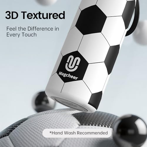Soccer Water Bottle - 20oz Insulated Misting Water Bottles Stainless Steel 3D Textured - Soccer Accessories Gift for Kids - color: Soccer