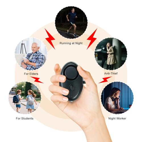10PCS Accessories Keychain Set for Women with Safety Alarm Key Chain,Whistle and Wristlet KeyChain Set - color: Black