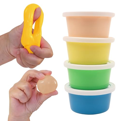 Adult Hand Therapy Putty, Grip Exercise, 4-Pack, Silicone